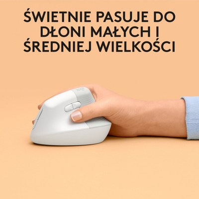 Maus Logitech Lift, wireless, Bluetooth, USB, i bardhë