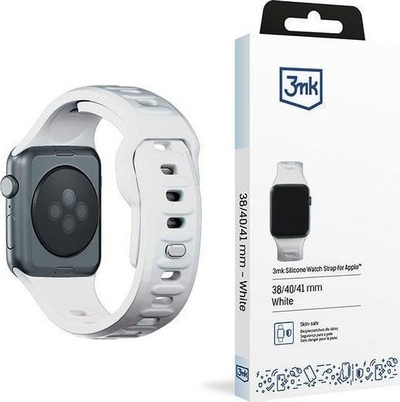 Rrip ore 3mk Silicone për Apple Watch, 38/40/41 mm, silikon hipoalergjik, i bardhë