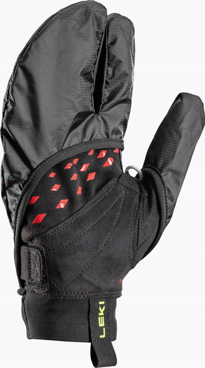 Ракавици за трчање Leki Ultra Trail Storm Shark, систем Shark, тесно пристегање, црни и црвени