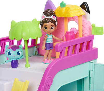 Set lodër Gabby's Dollhouse Cat Friend Ship Cruise Ship, me figura dhe gjëra shoqëruese, shumëngjyrësh