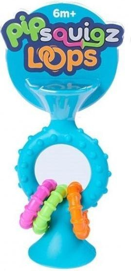 Едукативна играчка Fat Brain Toys PipSquigz Loops, силикон, за бебиња, тиркизна боја