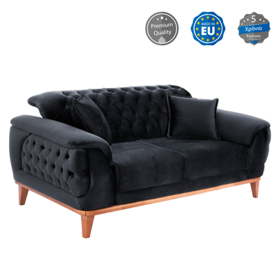 Divan krevati Bennington HM3250.01, 2 ulëse, 180x95x80 cm, i zi velvet