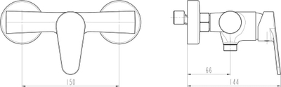 Bateri dushi Design Pico, njëfishe, krom, modeli 13214