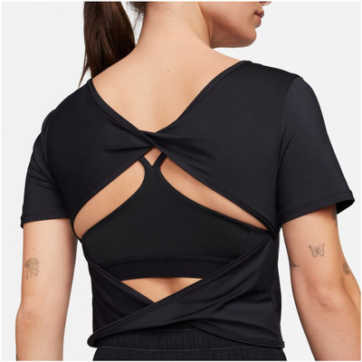 Спортска блуза Nike One Classic Cropped Twist, за жени, црна
