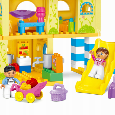 Set blloqesh ndërtimi Bounn Yellow House with Swing, 102 copa, e verdhë
