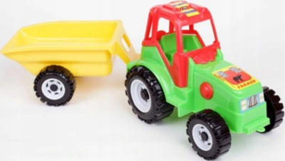 Lodër traktor me rimorkio CHOIŃSKI, plastikë, me elemente lëvizëse, ngjyra të përziera