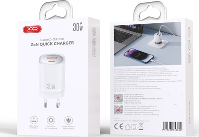 Karikues rrjeti XO CE21, 33W PD, 1x USB‑C 1x USB‑A, i bardhë