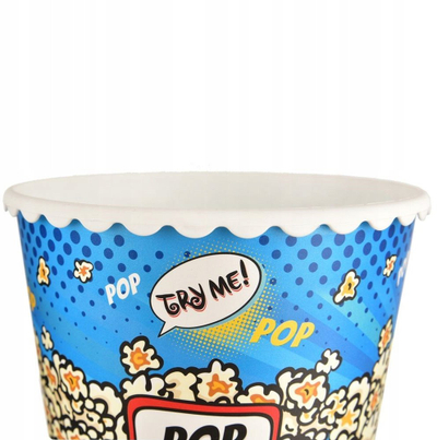 Enë për popcorn, 2.3L, e ripërdorshme, shumëngjyrëshe