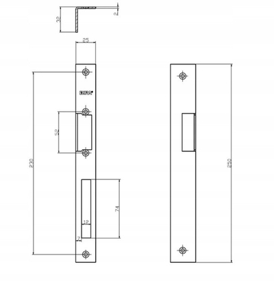 Pllakë këndore për elektromandallë BIRA OK K5, 250x25 mm, metal, argjendtë