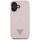 Заштитна маска Guess Grained Hot Stamp Peony Triangle Logo MagSafe за iPhone 16, компатибилна со MagSafe, светло розова