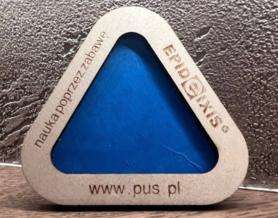 Puzzle druri Epideixis Logical Pyramid, lojë logjike 3D, bazë trekëndore, blu