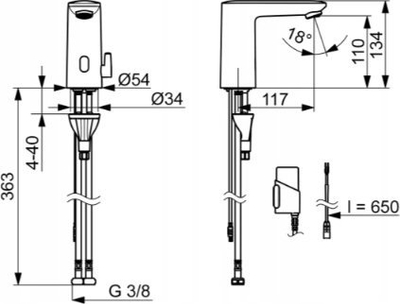 Rubinet lavamani pa prekje Electra 3V, me sensor, Bluetooth, krom