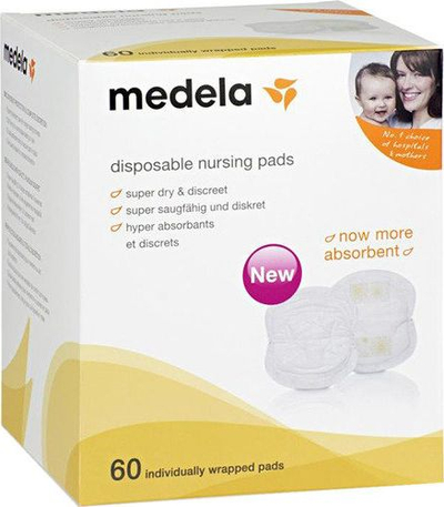 Jastëk gjiri Medela Safe and Dry, njëpërdorimsh, 60 copë, të bardhë