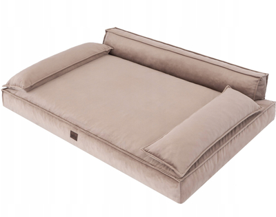 Shtrat divan për qen Doggy Champion, XXL 120x77 cm, velvet, bezhë