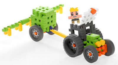 Blloqe ndërtimi Marioinex Mini Waffle FARMER Tractor with Sprayer, 50 copë, shumëngjyrëshe