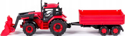 Traktor lodër Polesie BELARUS 91871, me ngarkues dhe rimorkio, i kuq