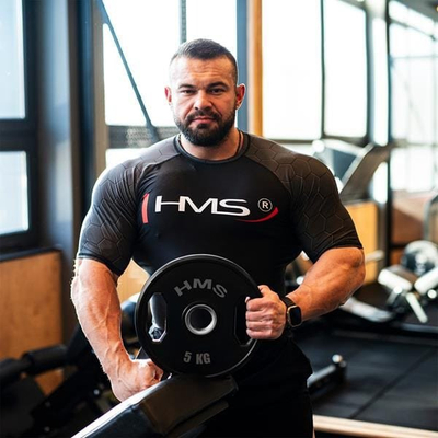 Disk olimpik HMS TOG05, set 2 x 5 kg, i veshur me gomë, i zi