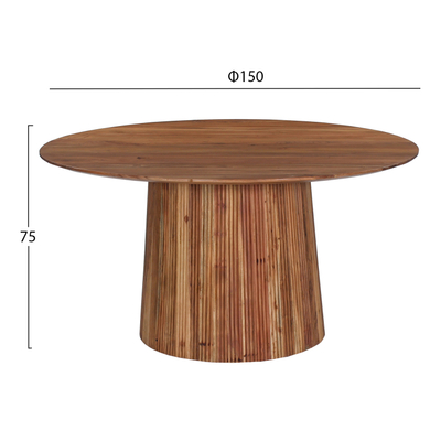 Tavolinë ngrënieje HomeMarkt GROOT HM9685, rrumbullake 150cm, dru masiv akacie, ngjyrë natyrale