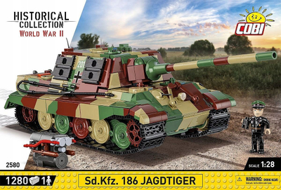 Set ndërtimi Cobi WWII SD.Kfz. 186 Jagdtiger, 1280 pjesë, shkallë 1:28, kamuflazh