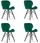 Сет столчиња Lago Chair Velvet, зелен велур, црни ногарки, 4 парчиња
