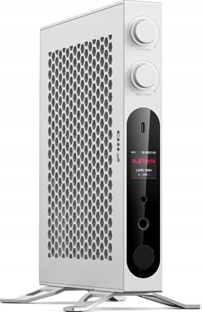 Amplifikator kufjesh FiiO K19, Hi‑Fi DAC me preamp, për tavolinë, argjendtë