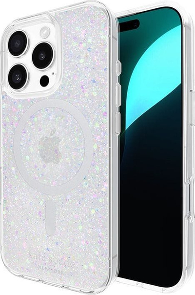Заштитна кутија Kate Spade New York Chunky Glitter MagSafe, за iPhone 16 Pro, проѕирна со сјај