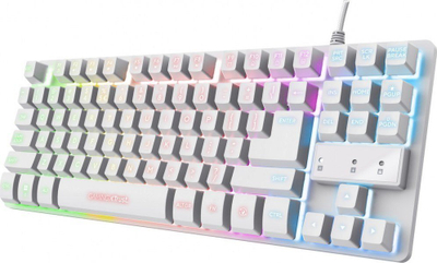 Tastierë gaming Trust GXT 833W Thado TKL, me kabllo, RGB, e bardhë
