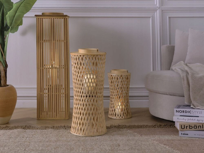 Fener dekorativ Beliani Mactan, bambu, 58 cm, ngjyrë natyrale
