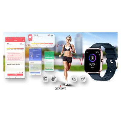 Smartwatch Giewont GW230-5, ekran me ngjyra, mat rrahjet e zemrës, rozë blu