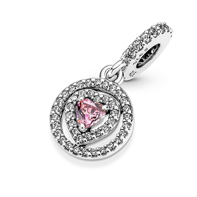 Varëse për byzylyk Pandora Double Halo Heart Dangle, e argjendtë