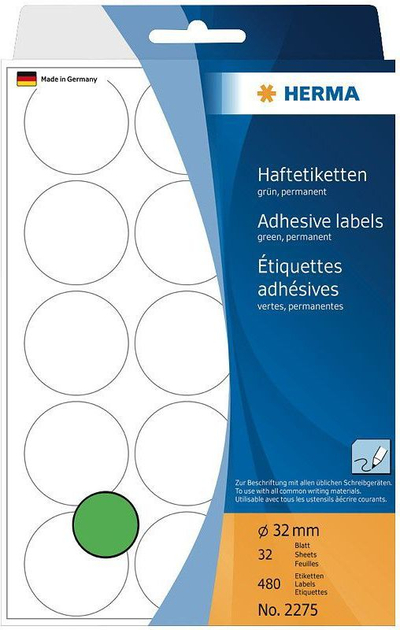 Etiketa Herma Labels Green Circles, 480 copë (2275)
