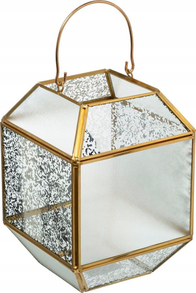 Fener dekorativ Fééric Glass Lantern Christmas, xham, 14x20cm, ngjyrë flori