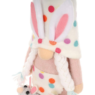 Figurë dekori Saska Gift and Decor Gnome Dwarf Bunny, 25 cm, pranverë Pashkë, shumëngjyrëshe