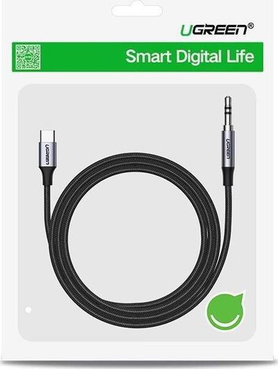 Kabllo audio Ugreen UGR1190BLK, USB C në 3.5 mm, 1 m, e zezë