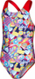 Kostum noti për goca Speedo Girl's Splashback, ECO Endurance+, me print shumëngjyrësh, blu me të kuqe