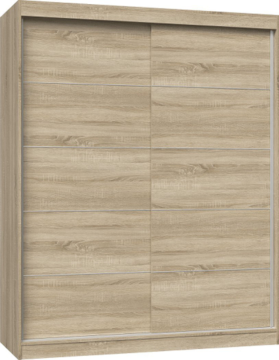 Garderobë rrëshqitëse Iga 160, rafte dhe shinë varëse, Sonoma Oak