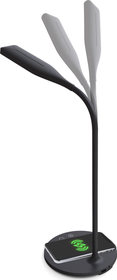 Lampë tavoline InLine SmartHome LED, karikim wireless Qi, dalje USB, e zezë