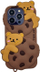 Mbrojtëse telefoni 3D Cookie Bear për iPhone 14 Pro, silikon, kafe