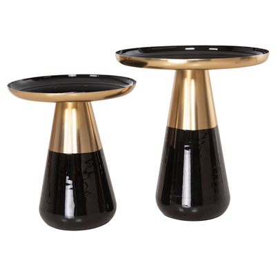 Set 2 tavolina për kafe Oluf Φ50&Φ41cm (HM9922), zezë/ ari