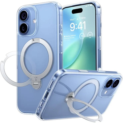 Mbulesë telefoni Torras Ostand Spin Series për iPhone 17, MagSafe, transparente