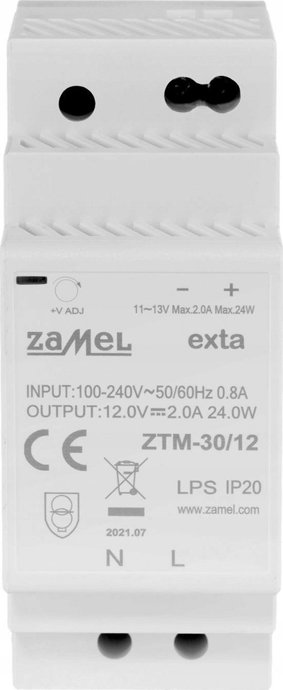 Furnizues energjie Zamel Exta ZTM 30/12, 30W, 12VDC, për shinë DIN