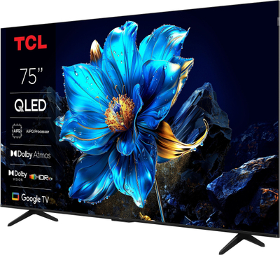 TV TCL T69C 75", 4K QLED, Google TV, metalik