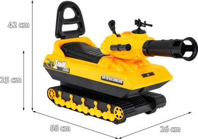 Играчка за јавање Tank ZDN.YD2002, со скриено нокширче, со синџирни тркала, жолта и црна