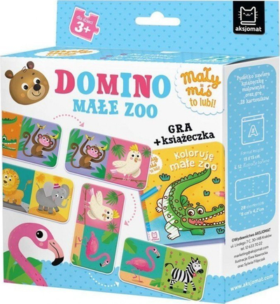 Loja domino Aksjomat Małe Zoo, 28 letra, me libër aktiviteti, shumëngjyrëshe