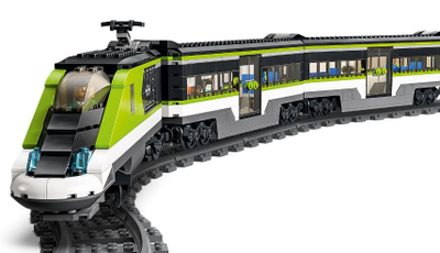 Set lodër LEGO City Passenger Express Train 60337, tren elektrik, me shina