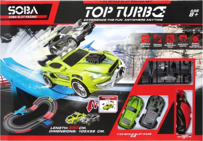 Pistë garash MEGA CREATIVE Top Turbo, 250 cm, 1:43, shumëngjyrëshe