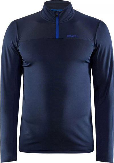 Bluzë sportive për burra Craft Core Gain Midlayer, me mëngë të gjata, gjysmë zinxhir, blu e errët