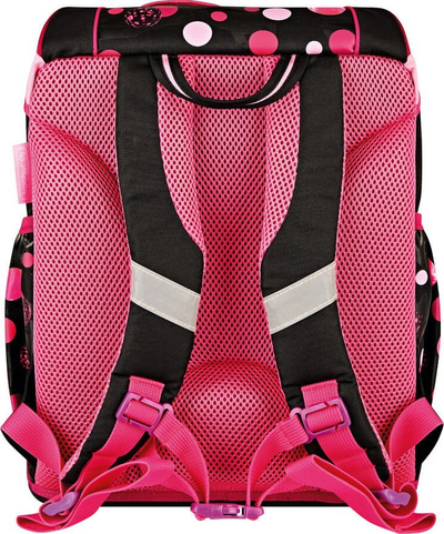 Çantë shkolle Herlitz Ultralight Satchel Cats and Dots, ergonomike, 750g, rozë me të zezë