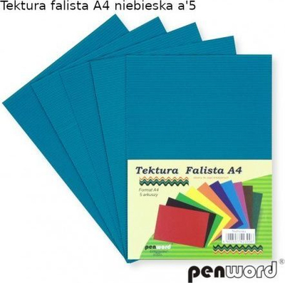 Karton i valëzuar Penword A4, set 5 fletë, blu