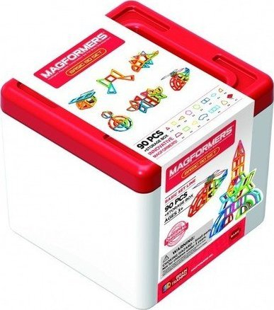 Lodër ndërtimi Magformers Basic 90 Set, 90 copë, magnetike, me shumë ngjyra